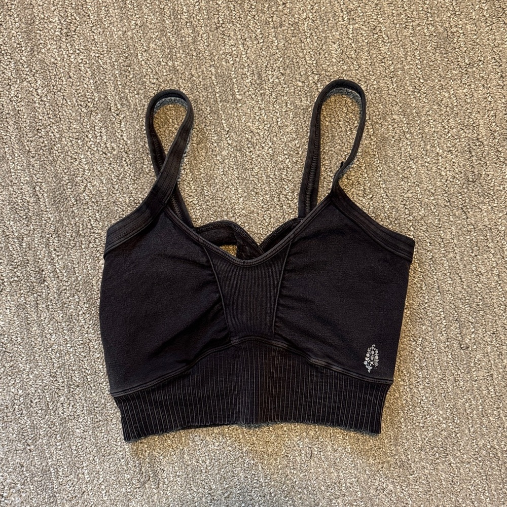 Free People Black Scoop Neck Good Karma Bra